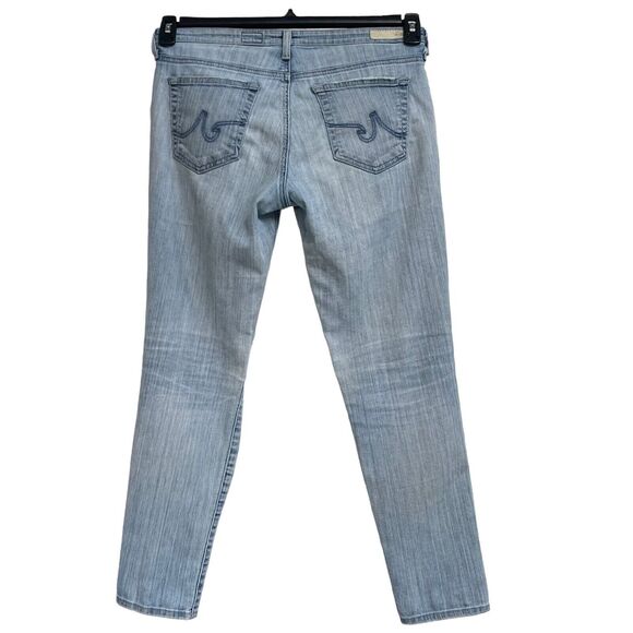 AG SZ 29 Stevie Ankle Jeans Slim Straight Distressed Rips Mid-Rise Pockets Blue - Picture 4 of 12